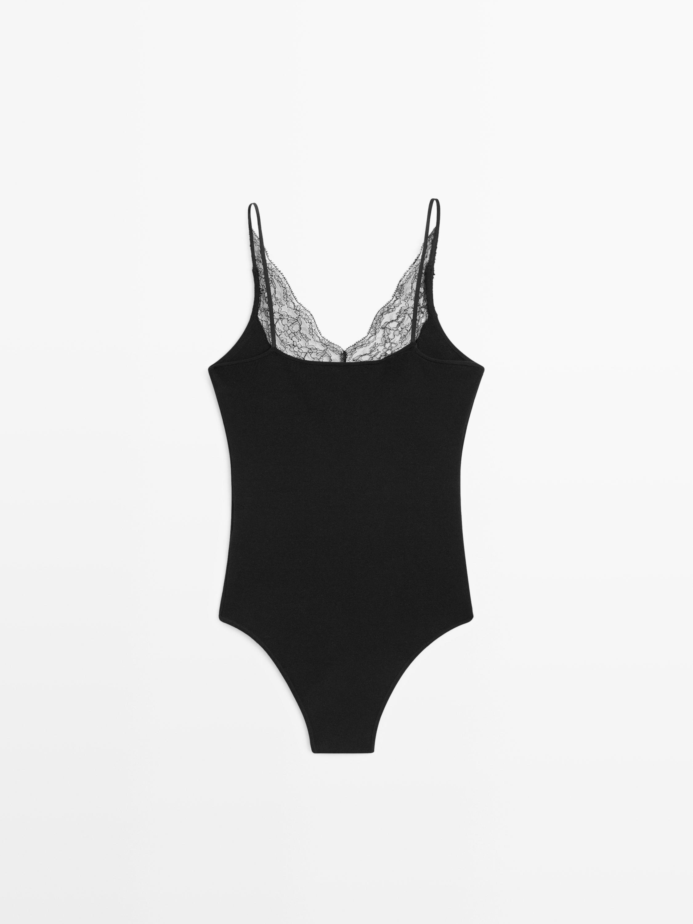 Bodysuit with lace trim detail - STUDIO